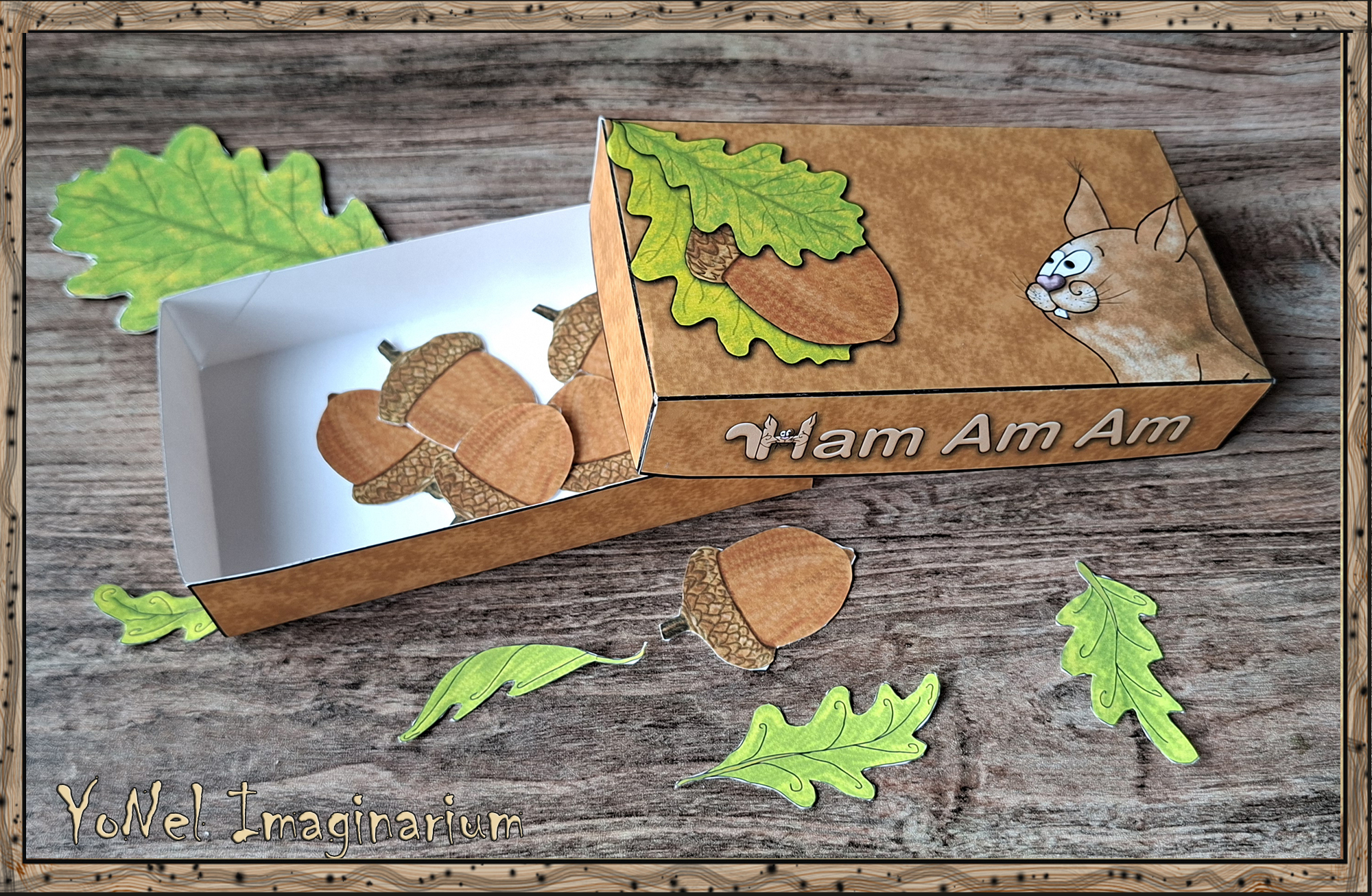 Woodland storage box with acorns from Ham’s play-based math set, teaching counting, organization, and care