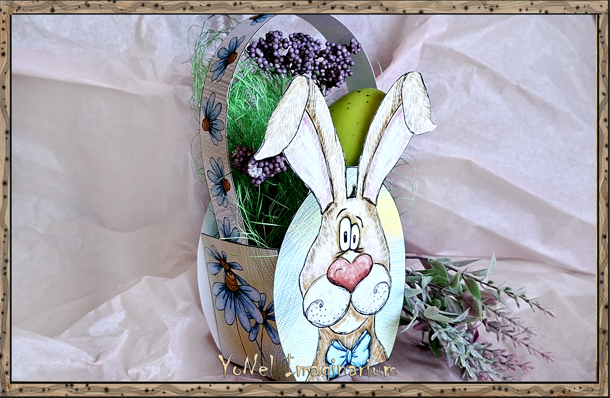 великденска кошничка със зайче за принтиране, крафт PDF шаблон / Easter bunny basket printable paper craft PDF template