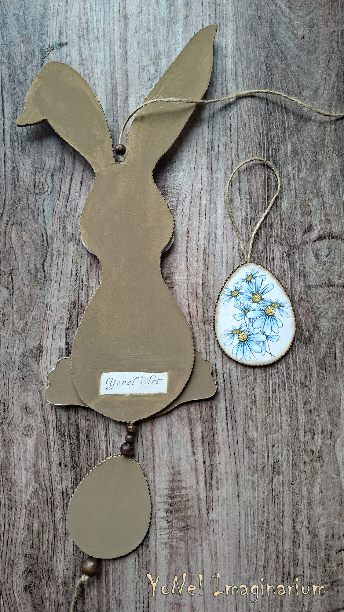 гръб зайче великденска украса бранд ръчна изработка / bunny decoration back side branding handmade finish