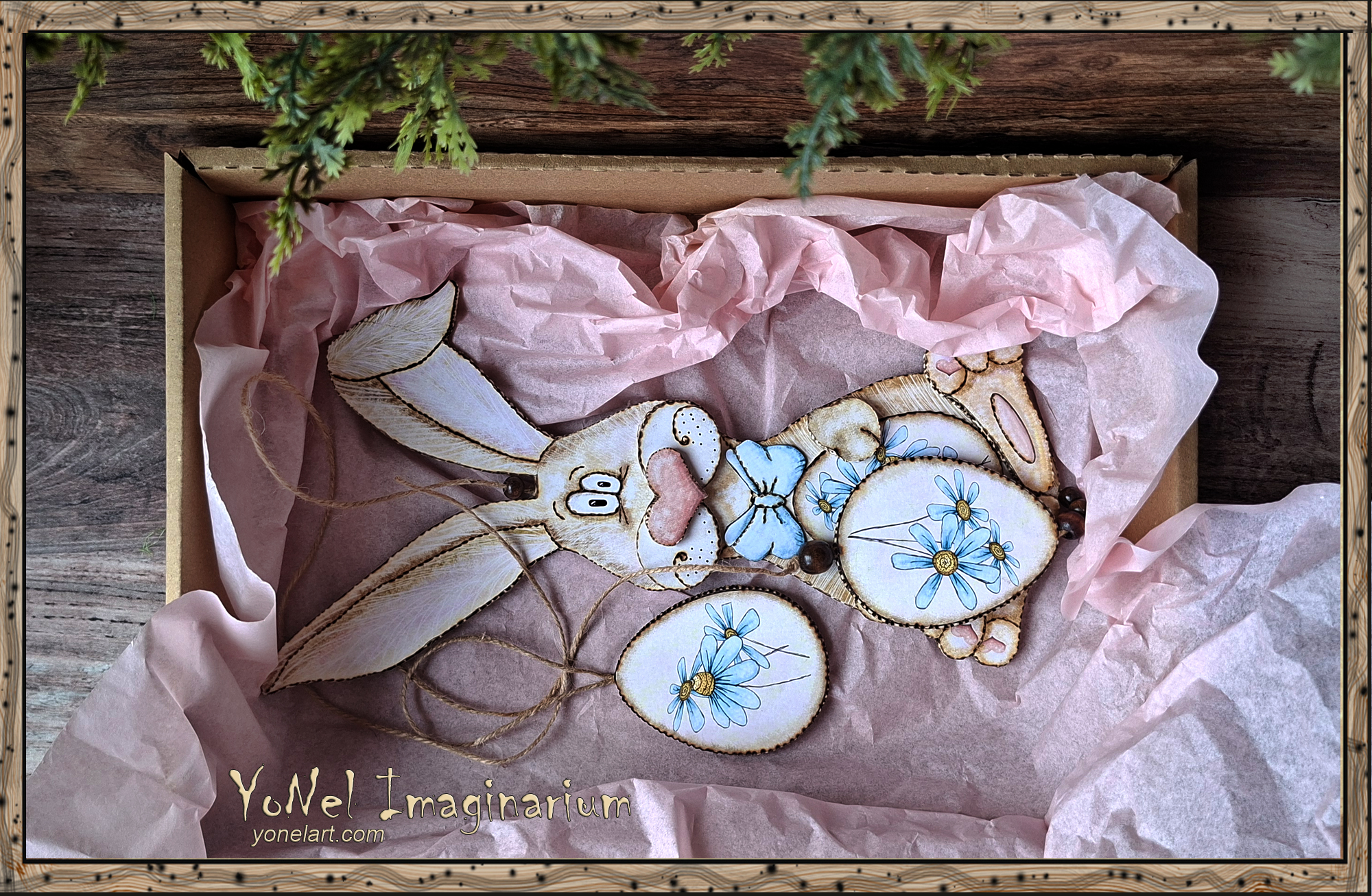 великденска украса зайче с яйце в кутия за доставка / handmade easter bunny with egg decoration packed in box