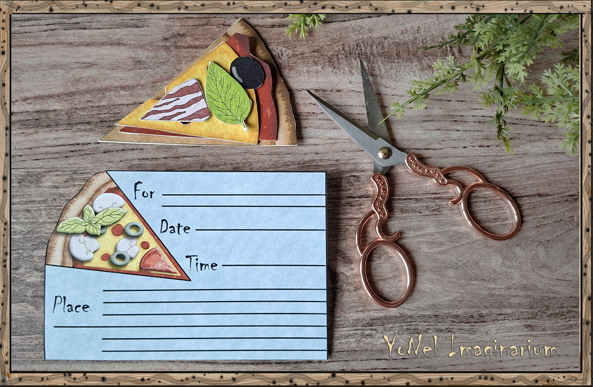 Покана за пица парти за деца с декоративен дизайн и пица елементи / Printable pizza party invitation for kids with decorative pizza design